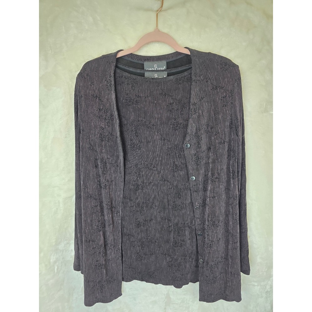 Carole Little Womens Metallic Textured‎ Cardigan and Tank Twin Set